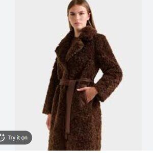 RUDSAK Brown Faux Shearling Trench Coat